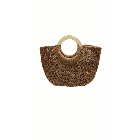 Unbranded Handbags - Wicker Woven Straw Handbag  Beach Bag Wood Handles